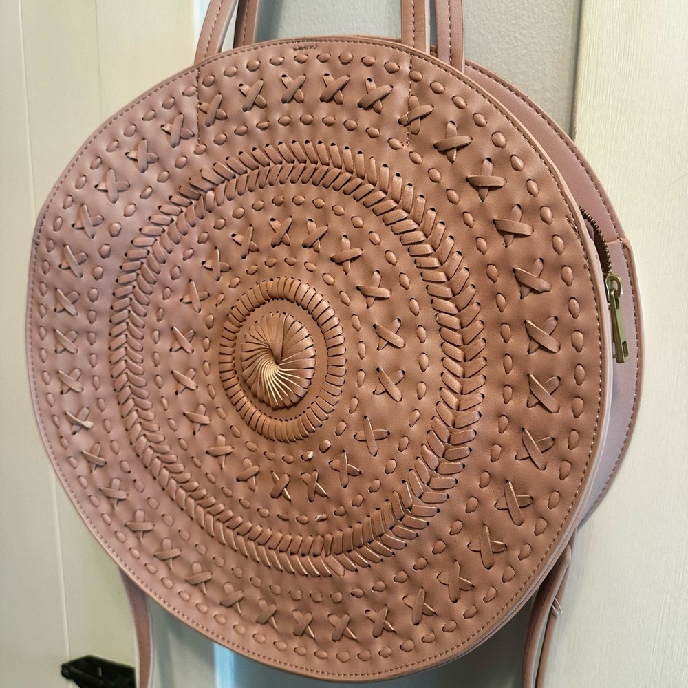 NEW!! Anthropologie Blush Kelsey Woven Circle Sundial Boho Bag